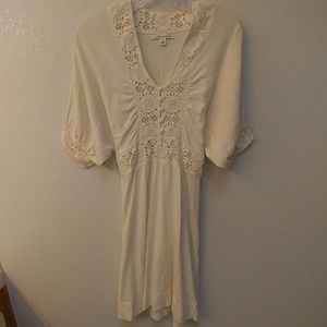Cream crochet and knit dress